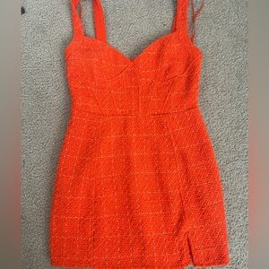 Fashion Nova Vibrant OrangeTweed Corset Top Mini Dress